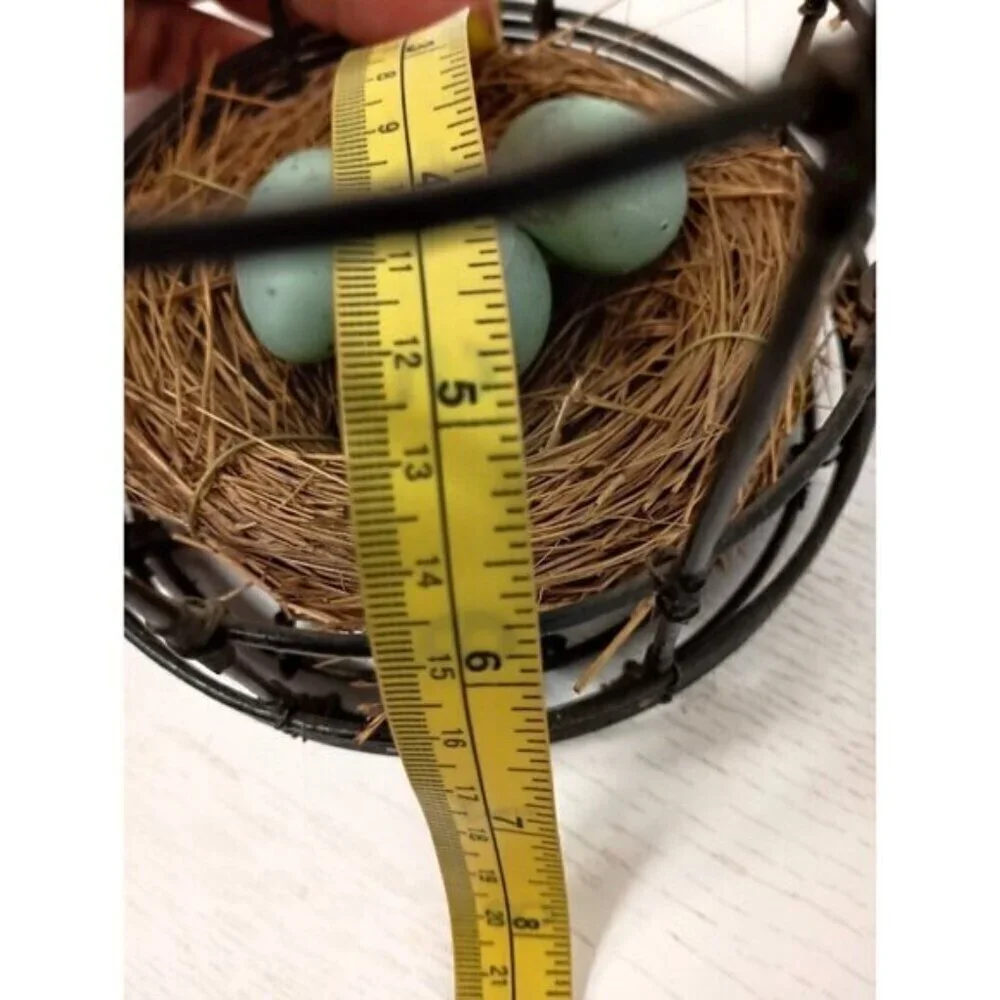 Vintage Metal Wire Cage With Bird Nest & Eggs Farmhouse Rustic Hanging Decor